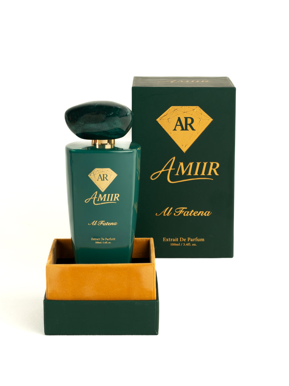 Amiir Al Fatena extrait de parfum green bottle with matching luxury packaging box